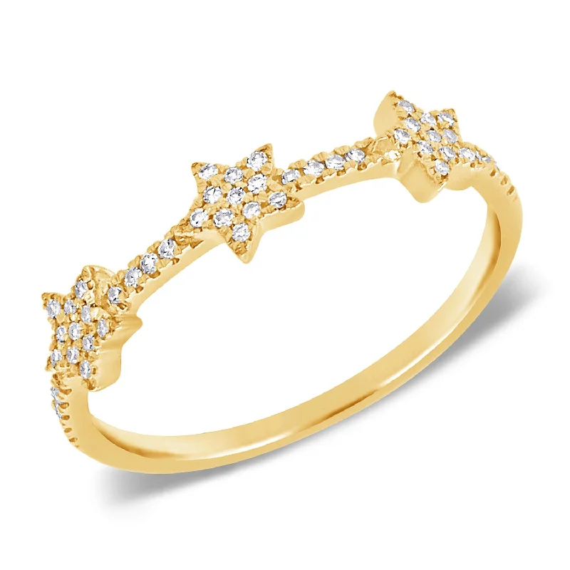 Unique Diamond Star Ring made in 14K Gold